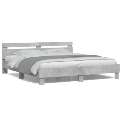 Afbeelding van vidaXL Bedframe met hoofdeinde en LED licht betongrijs 200x200 cm