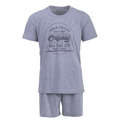 Afbeelding van Henry Terre Herenpyjama, 2 delig, vintage, grote maat, grijs.