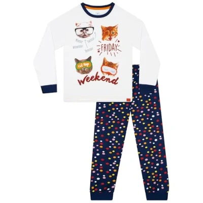Afbeelding van Harry Bear Pyjamaset Kat Meisjes, Wit.