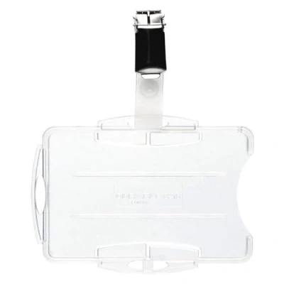 Afbeelding van Durable 821819 Doos met 25 open veiligheidskaartenhouders clip voor 2 kaarten, transparant