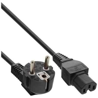 Image de Câble d&#039;alimentation InLine® CEE7 / 7 coudé vers C15 droit 3 x 1mm² noir 2m