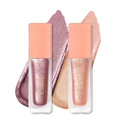 Afbeelding van Oulac vloeibare oogschaduw, glitter, metallic, oogverlichting, eyeliner met glinsterende afwerking, glanzende gladde oogmake up, veganistisch en
