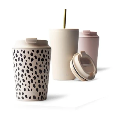 Afbeelding van MAMEIDO Thermosbeker, 350 ml, waterdichte koffiethermos, van roestvrij staal, BPA vrije thermobeker, koffie (amandelflessen, 0,35 l)