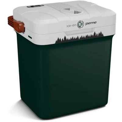 Afbeelding van PEME Essential Elektrische Koelbox, 22,9 liter, 12V, 220/230 Volt AC/DC, Aansluiting voor Auto en Camping, thermo elektrisch Frigobox groen