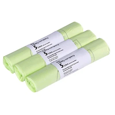 Afbeelding van All Green CC5TH 3 V2 5 liter stropdas handvat composteerbare keuken caddy voeringen voedsel afval bak voeringen, 150 zakken