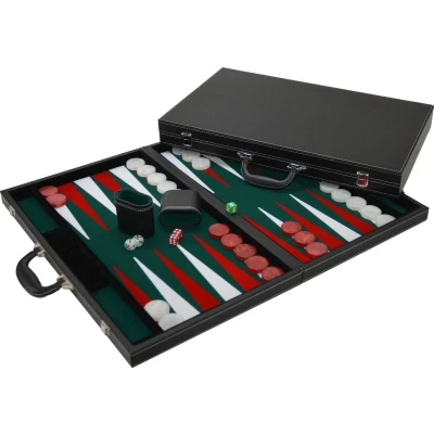 Afbeelding van Backgammonkoffer zwart/groen ingel.53cm