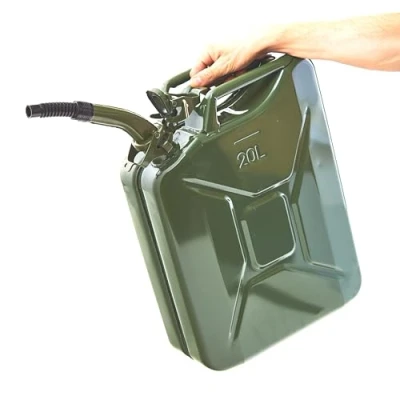Afbeelding van BW® Metalen jerrycan 20 liter met schenktuit, olijfgroen, RAL 6003, TÜV getest en VN goedkeuring, Made in Europe