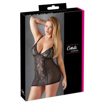 Afbeelding van Cottelli Plus Size Nachtjurk met Perfecte Pasvorm voor Pure Verleiding Maat 4XL Zwart