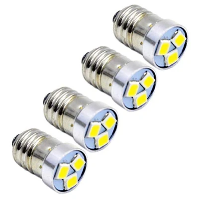 Afbeelding van Ruiandsion 4 stuks 3V 6V 12V E10 3030 3SMD LED witte reservelampen voor koplampen, zaklampen, negatieve aarde (12V)