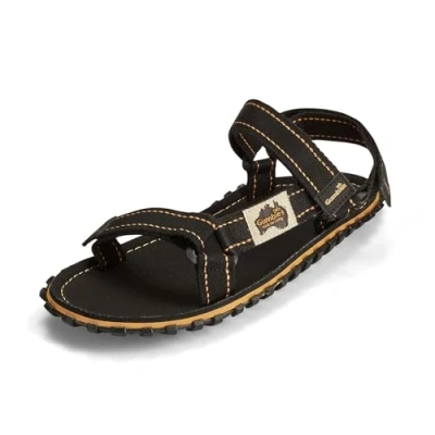 Afbeelding van Gumbies Tracker uniseks sandalen met verstelbare bandjes van superzacht katoen, binnenzool katoen en gerecyclede rubberen zool, zwart.