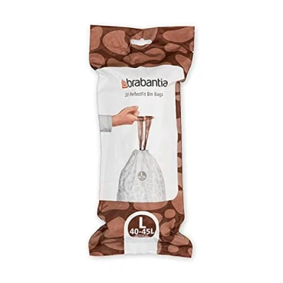 Image de Rouleau de 20 Sacs poubelle Brabantia PerfectFit 138607 Code L 45L Blanc