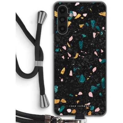 Afbeelding van Case Company® hoesje met Koord geschikt voor Samsung Galaxy A13 5G Terrazzo N10 Telefoonhoesje Zwart Bescherming aan alle Kanten en Over de Schermrand