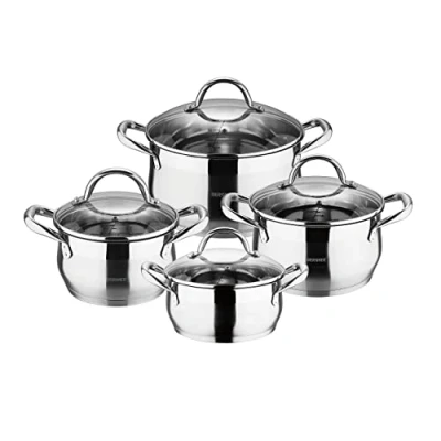 Afbeelding van Bergner RVS Pannenset Gourmet 4 Kookpannen met Deksels Inductie