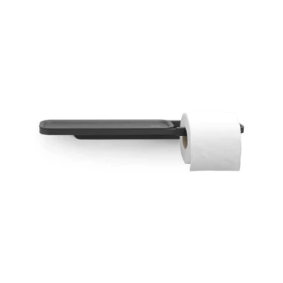 Image de Brabantia Porte Rouleau de Papier Toilette avec Étagère Mindset Convient à Tous les Formats Rouleaux Réguliers Montage Mural Accessoire Salle Bain Infinite Grey 4,5 x 9 42 cm
