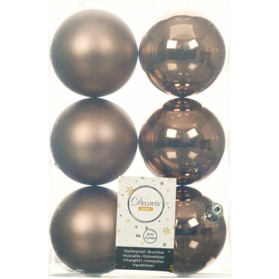 Afbeelding van Kerstbal kunststof d8 cm walnoot 6st kerst Decoris