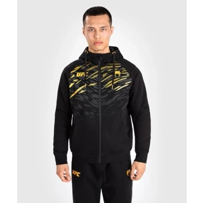 Afbeelding van Venum UFC Authentic Fight Night 4.0 Replica MENS Hoodies FULL ZIP Sweater met rits, Heren, Maat: XXL, Black/gold