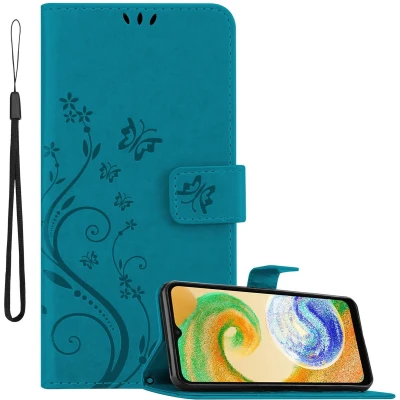 Afbeelding van Cadorabo Hoesje geschikt voor Samsung Galaxy A04s / A13 5G M13 in BLOEMEN BLAUW Beschermhoes bloemmotief met magnetische sluiting, standfunctie en kaartsleuven Book Case Cover Etui