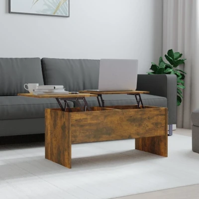 Afbeelding van Salontafel 102x50,5x46,5 cm bewerkt hout gerookt eikenkleurig