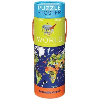 Afbeelding van Crocodile Creek Puzzel &amp; Poster Wereld (200st)