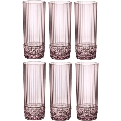 Afbeelding van Bormioli Rocco Longdrinkglazen America 20&#039;s Lilac Rose 490 ml 6 Stuks