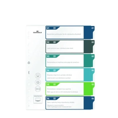 Afbeelding van Durable 679427 Register DIN A4+ 1 6 Polypropyleen Meerdere kleuren tabbladen