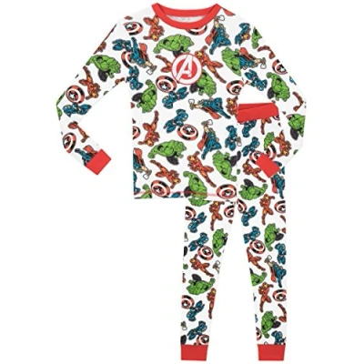 Afbeelding van Avengers Marvel Pyjamaset voor jongens goed passend, Wit.