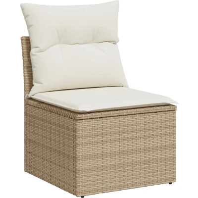 Afbeelding van vidaXL 7 delige Tuinbankstel met Kussens Beige Poly Rattan Acacia