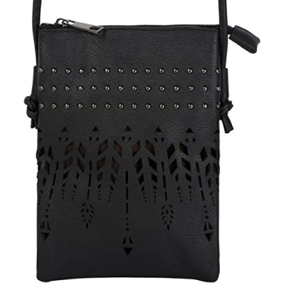 Afbeelding van styleBREAKER Schoudertas voor dames, etnische stijl en klinknagels, handtas 02012260, zwart.