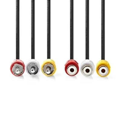 Afbeelding van Nedis Composiet Videokabel 3x RCA plug aansluiting Vernikkeld 480p 2,00 m Rond (2 m, RCA),
