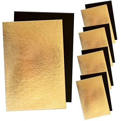 Afbeelding van ScrapCooking Set van 5 taarthouders Omkeerbaar Goud &amp; Zwart Karton 30 x 20 cm Rechthoekig Gebak bakgerei Made in France 5197