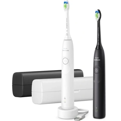 Afbeelding van Philips Sonicare 5300 Series Elektrische Tandenborstels Wit &amp; Zwart Duopack 2 reisetuis Wittere tanden HX7109/01