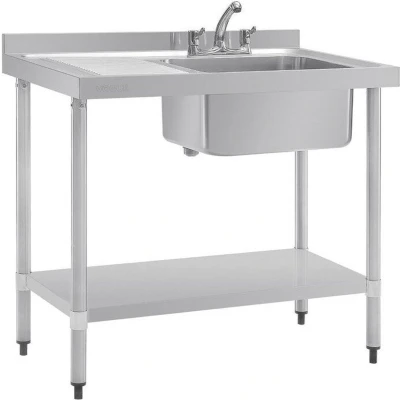 Afbeelding van Vogue RVS spoeltafel enkele spoelbak afdruiprek links 120x60cm