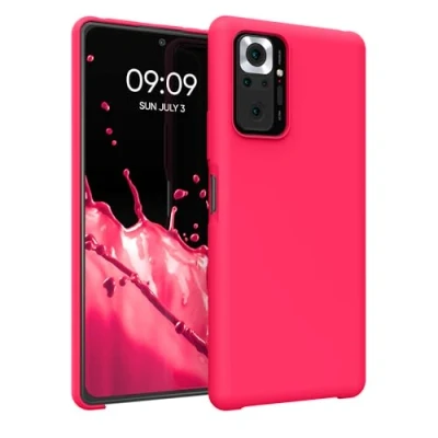 Afbeelding van kwmobile telefoonhoesje geschikt voor Xiaomi Redmi Note 10 Pro Hoesje met siliconen coating Smartphone case in neon roze