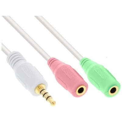 Image de Câble pour casque audio InLine® 3.5mm mâle 4 broches à 2x 1m