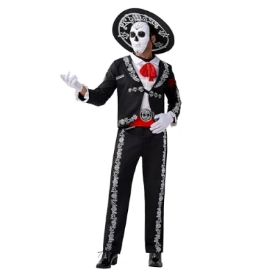 Afbeelding van Spooktacular Creations Mariachi Senor Dag van de Doden voor heren, Halloween, kostuumfeest, Dia Muertos