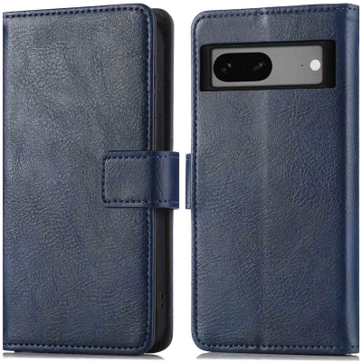 Afbeelding van iMoshion Hoesje Geschikt voor Google Pixel 7a Met Pasjeshouder Luxe Bookcase Donkerblauw