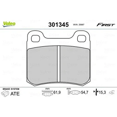 Afbeelding van VALEO 301345 Remblokkenset FIRST Achteras Excl. slijtage waarschuwingscontact Zonder anti kreukplaat MERCEDES BENZ: W124 Saloon, C Class Saloon