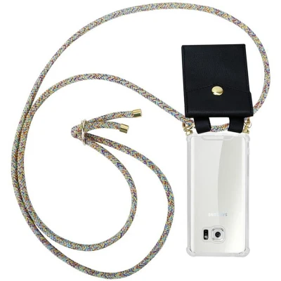 Afbeelding van Cadorabo Hoesje geschikt voor Samsung Galaxy S6 in REGENBOOG Silicone Mobiele telefoon ketting beschermhoes met gouden ringen, koordriem en afneembare etui