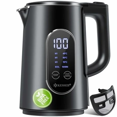 Afbeelding van KESSER® waterkoker van roestvrij staal, 1,5 liter, led display, 4 temperatuurinstellingen 40 C tot 100 C, warmhoudend 30 minuten, 2200 W, BPA vrij, filter