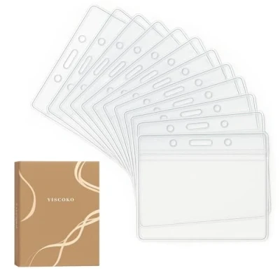Afbeelding van YISCOKO 12 stuks kaarthouders van kunststof, transparant, horizontaal, waterdicht, 10 x 8,5 cm (l b)
