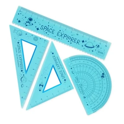 Afbeelding van Legami Geometrische set, met liniaal van 15 cm, 60 team 10 180 gradengradenboog voor school, inclusief etui, flexibel materiaal, ruimtethema