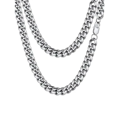 Afbeelding van PROSTEEL Halsketting voor heren, schakelketting, van staal/verguld/kleur zwart, modesieraad jongens en dames, breedte 4,8 mm/6 mm/10 mm/14 mm 8 maten verkrijgbaar, zonder steen
