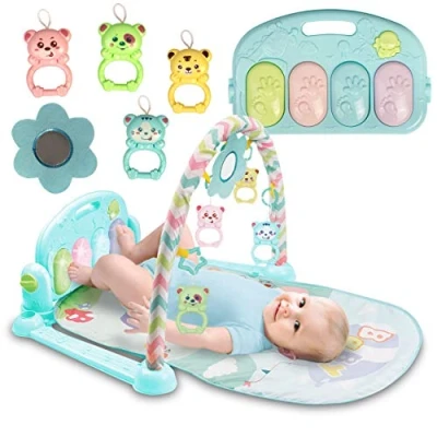 Afbeelding van Ricokid Muziek speelmat / Babygym 3 in 1 Muzikale Activity lichtblauw