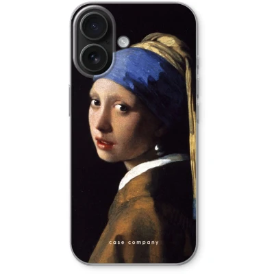 Afbeelding van Case Company® hoesje geschikt voor iPhone 16 The Pearl Earring Soft Cover Telefoonhoesje Bescherming aan alle Kanten en Schermrand