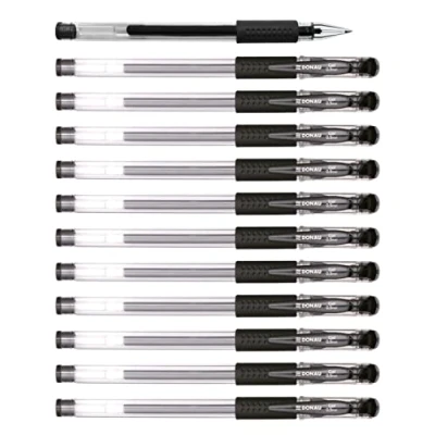 Afbeelding van Donau 12 stuks gelbalpennen, klassiek zwart, kogeldiameter 0,5 mm, waterdichte inkt en vervaagt niet