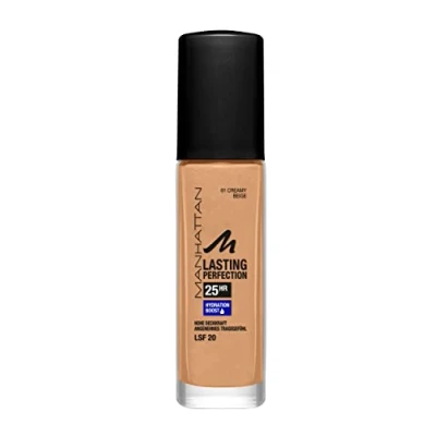 Afbeelding van Manhattan Cosmetics Lasting Perfection Foundation Foundation, Dames, Maat: 30 ml, Creamy beige