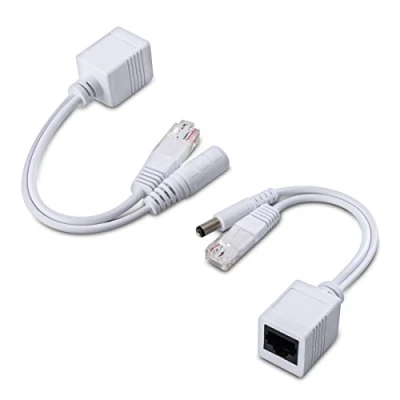 Afbeelding van kwmobile PoE adapter Passive power over ethernet kabelset Injector and splitterkabel voor netwerk, IP telefoons en camera&#039;s 2 stuks