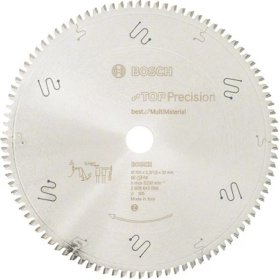 Image de BOSCH 2608642099 Lame de scie circulaire Top Precision Best for Multi Material, 305 x 30 2.3 mm, 96T