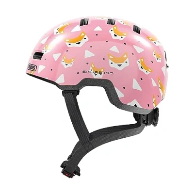 Afbeelding van ABUS Skurb Kid kinderhelm stevige fietshelm in skaterlook met ruimte voor een paardenstaart en verschillende designs meisjes jongens roze, maat S