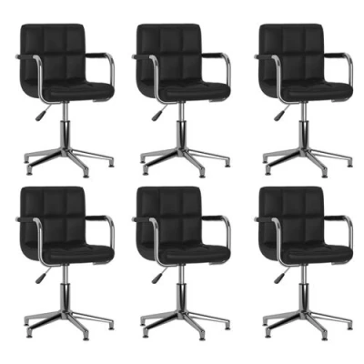 Afbeelding van vidaXL Eetkamerstoelen draaibaar 6 st kunstleer zwart